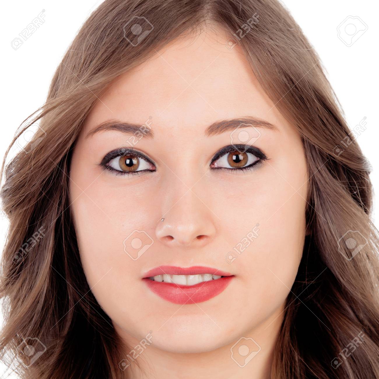 Pretty Girl Make Up With Brown Eyes Isolated On A White Background Stock  Photo, Picture and Royalty Free Image. Image 36489381., image size:1300x1300