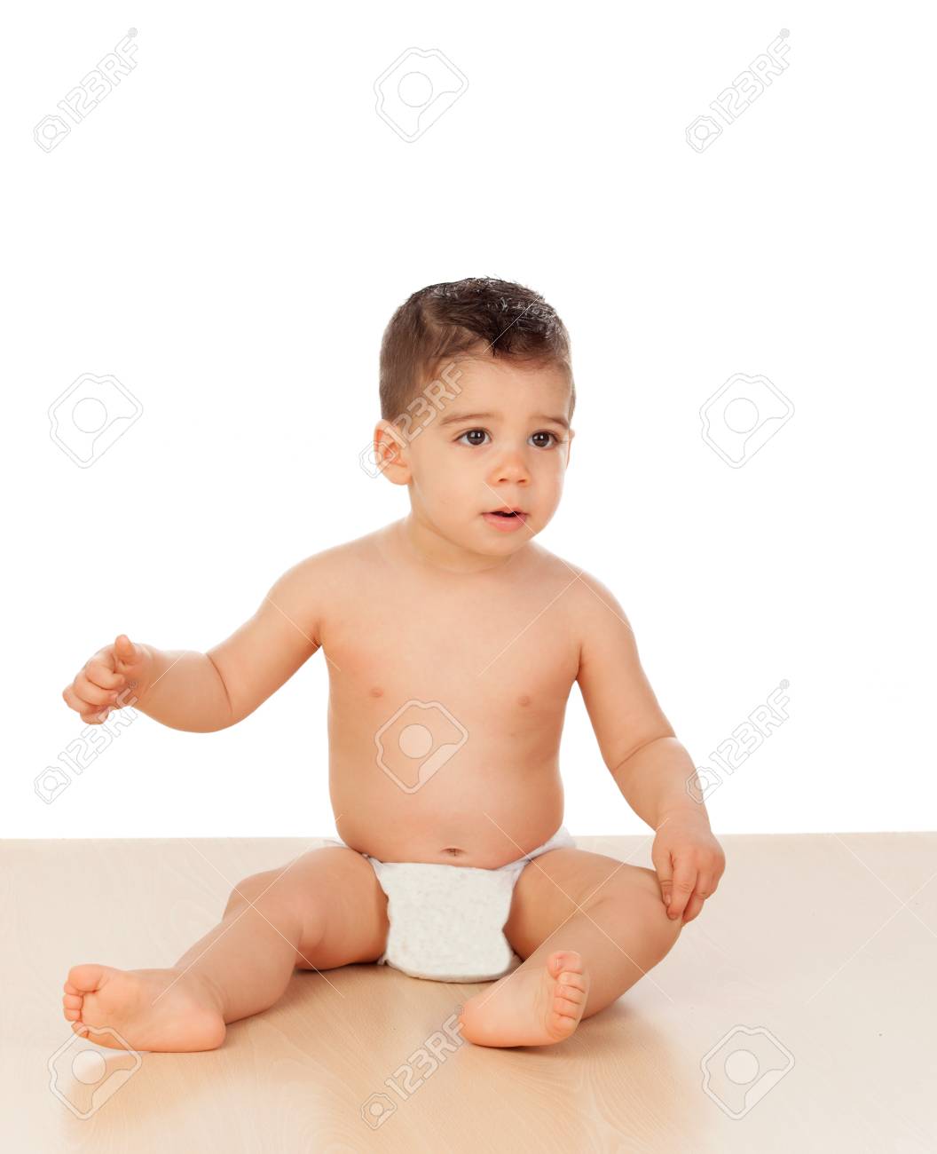 Adorable Bebe Neuf Mois Assis Sur Le Sol Banque D Images Et Photos Libres De Droits Image