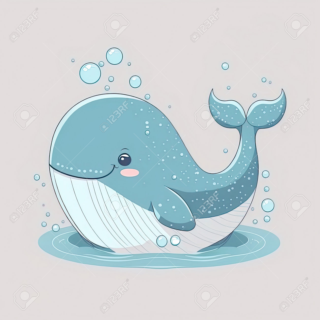 Blue Childish Whale On A Color Background. Colorful Illustration.  Generative AI 正版图像123RF中国- 高质量免版税图像库. Image 197956799