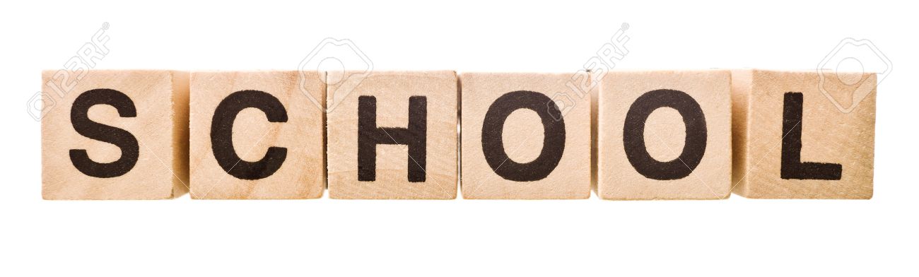 the word school wrote of play blocks stock photo picture and school word