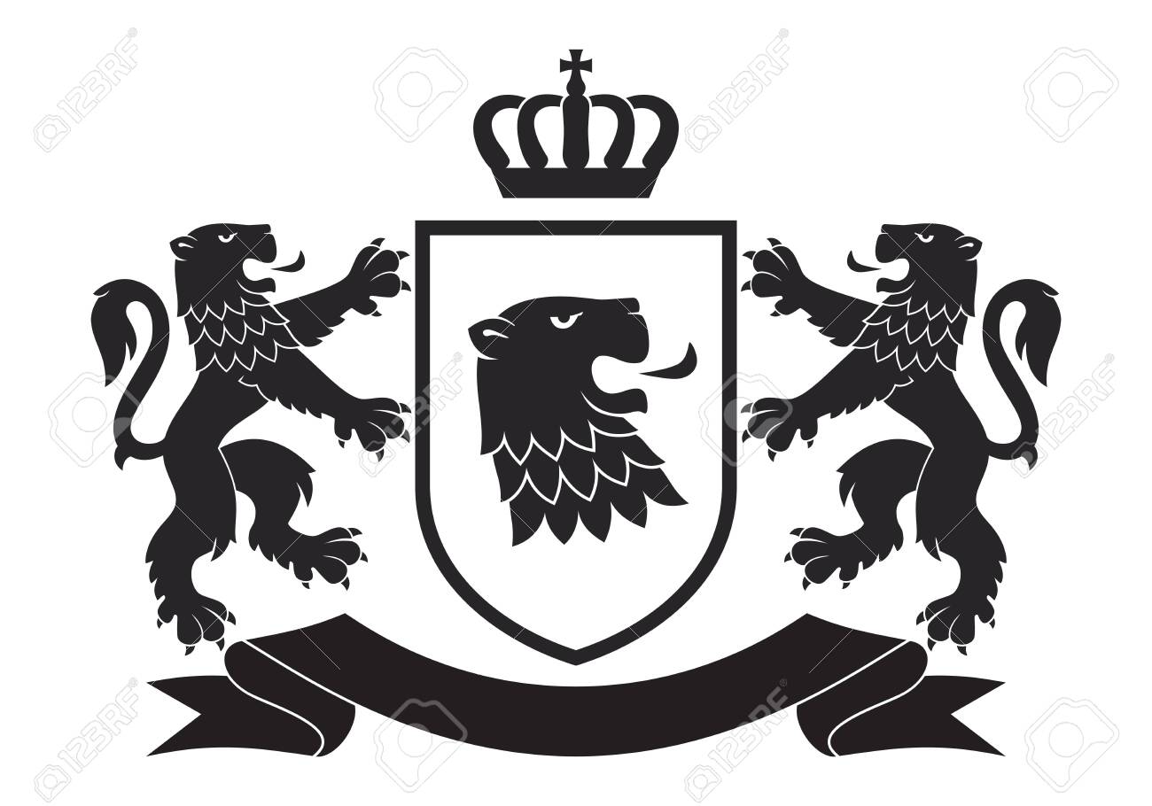 Coat Of The Arms. Vector Illustration Of Black Lions And Shield. Vintage  Design Heraldic Symbols And Elements Royalty Free SVG, Cliparts, Vectors,  and Stock Illustration. Image 131775128., image size:1300x910