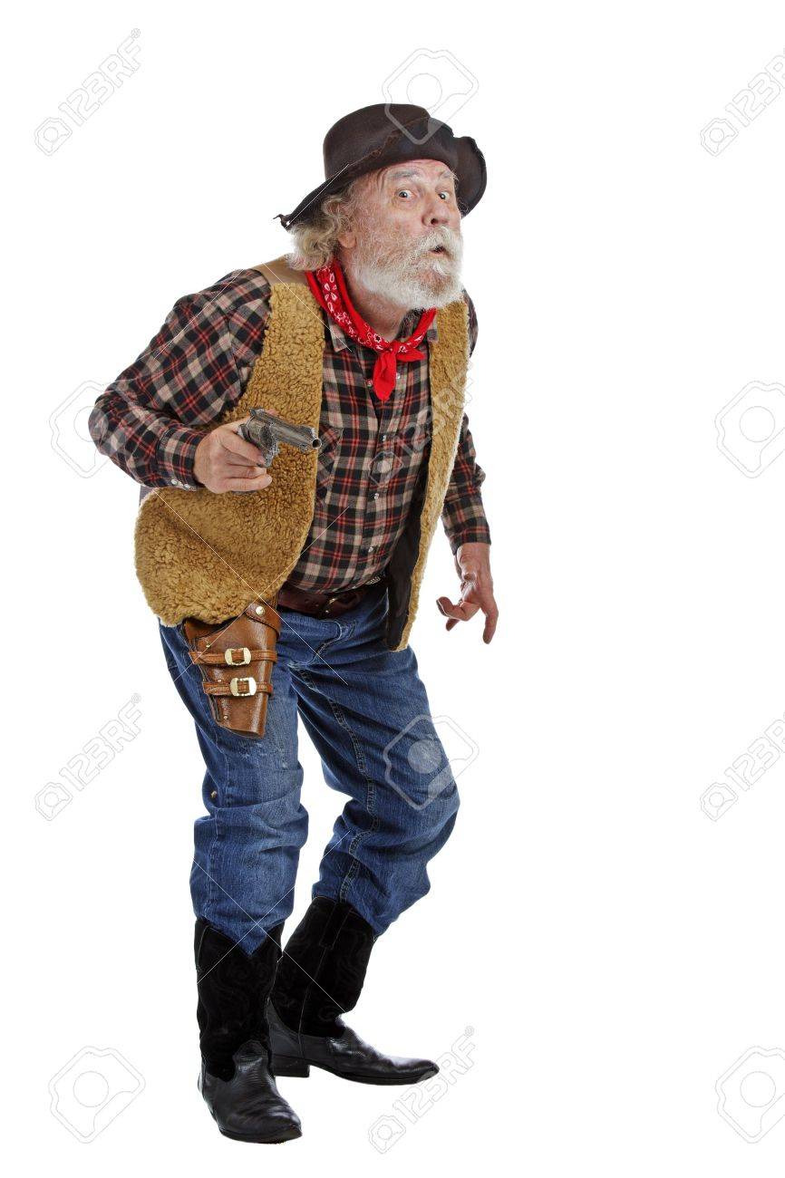 classic old west worried cowboy with felt hat grey whiskers