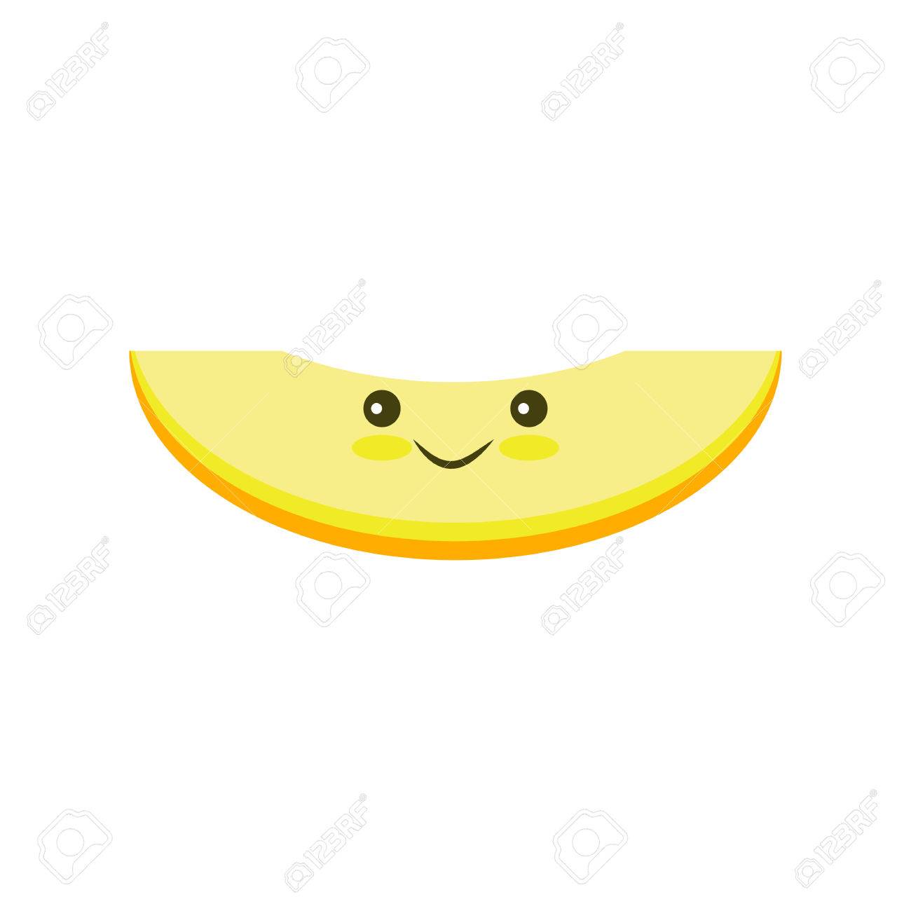 甘いかわいいメロン アイコン白い背景で隔離のフラット スライスのイラスト素材 ベクタ Image 甘いかわいいメロン アイコン白い背景で隔離のフラット スライスのイラスト素材 ベクタ Image