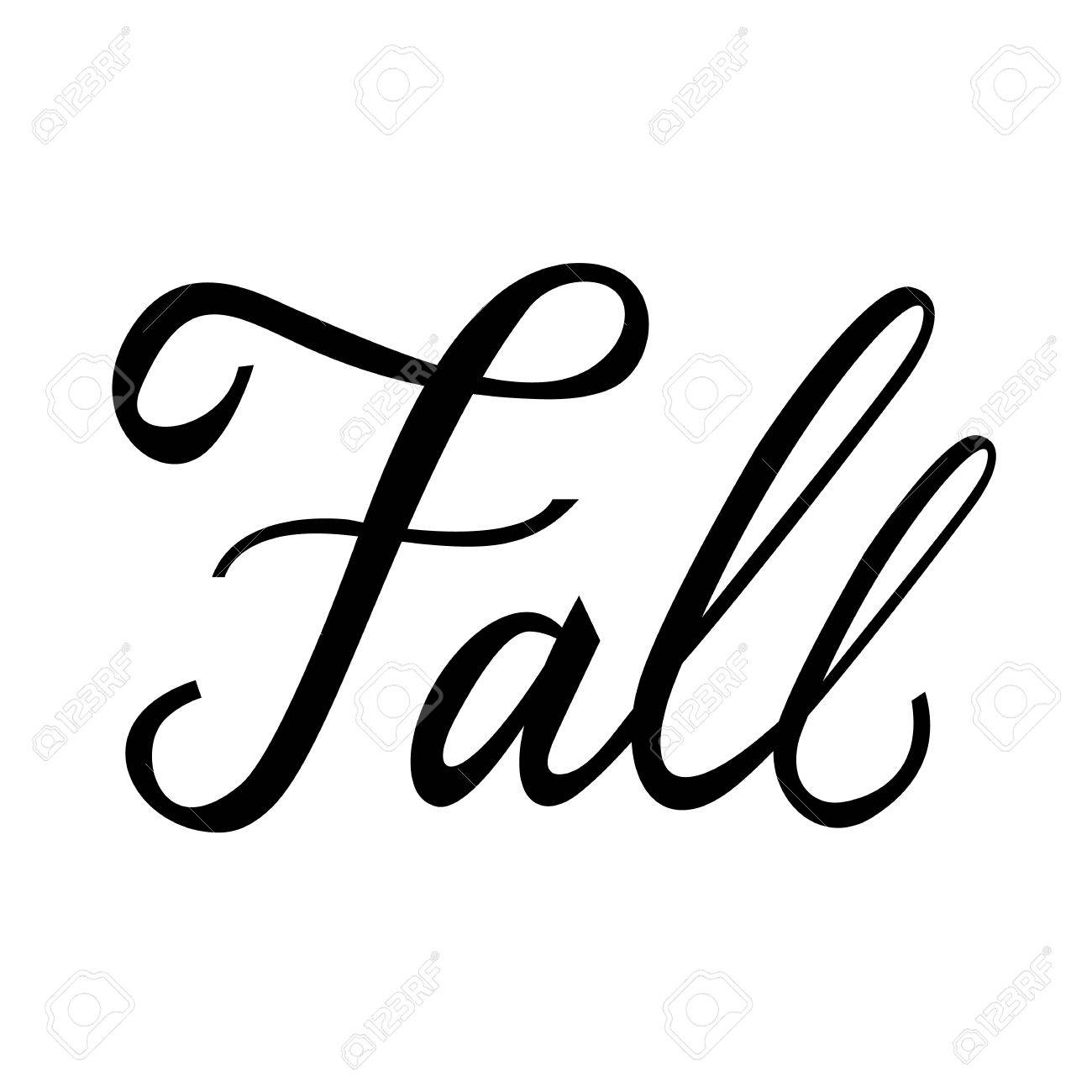 modern brush phrase fall word of autumn isolated on white background fall word