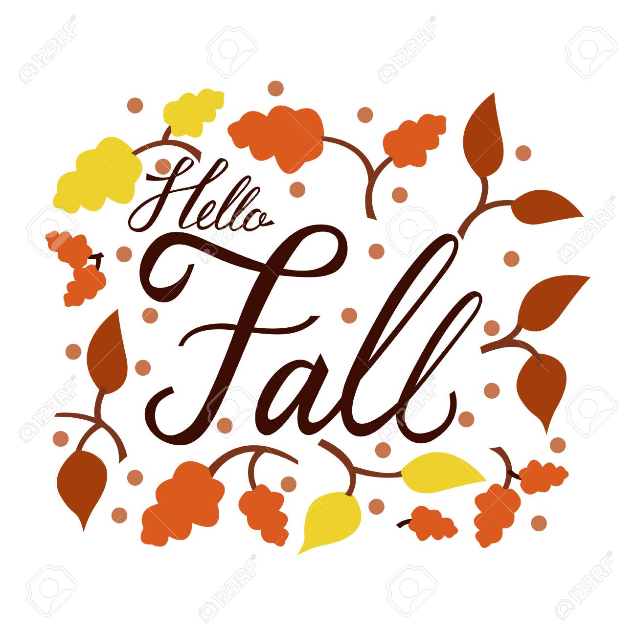 Modern Brush Phrase Hello Fall Background With The Image Of Royalty Free Cliparts Vectors And Stock Illustration Image 85623032