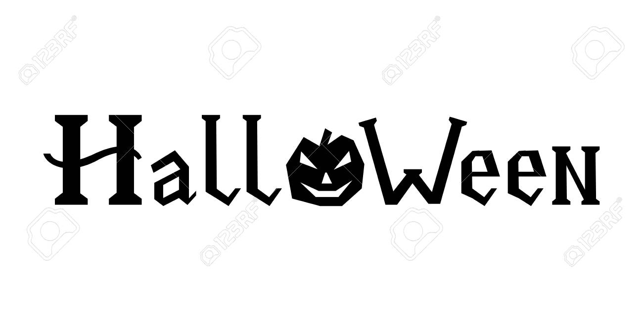 word halloween with pumpkin on white background word halloween