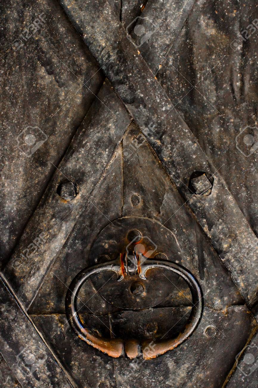 Black Steel Door Knocker Historic Castle Gate From The Inside