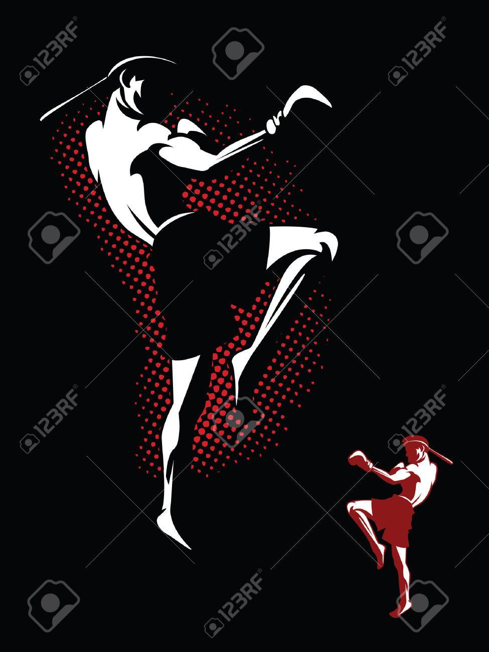 タイでムエタイ選手を蹴るのイラストのイラスト素材 ベクタ Image 28524521