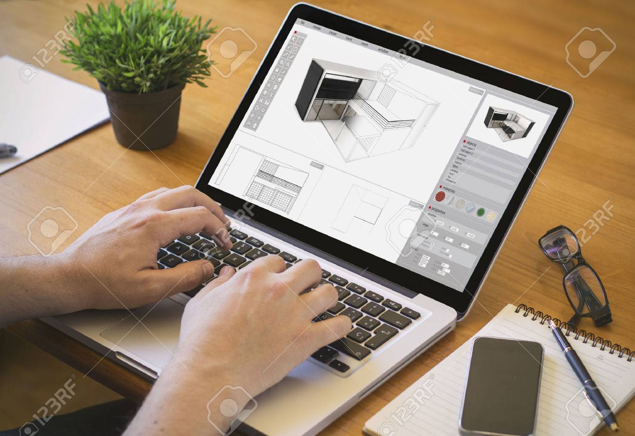 Arquitecto En El Trabajo. Primer Plano Vista Superior Del Hombre ...