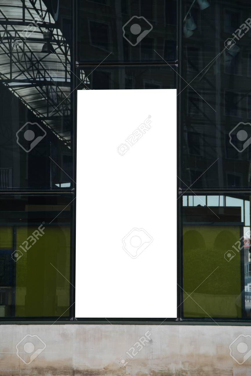 Leere Plakatwand Mockup Auf Dem Glas Gebäude Lizenzfreie Fotos