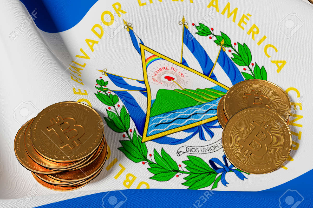 Bandera De El Salvador Con Monedas Bitcoin Encima. Ilustración 3d Fotos,  retratos, imágenes y fotografía de archivo libres de derecho. Image  177530817