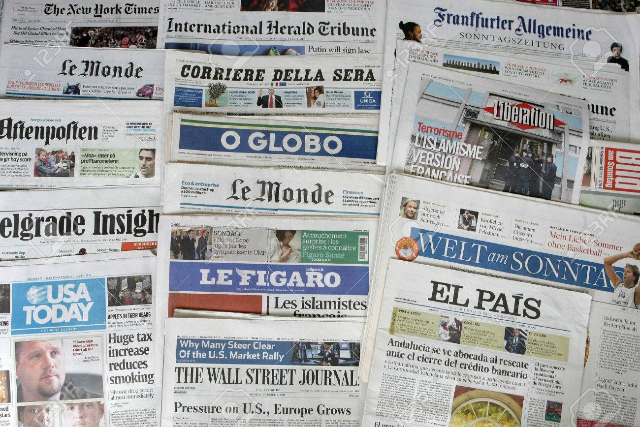 Major International Newspapers Headers Detail Stock Photo, Picture ...