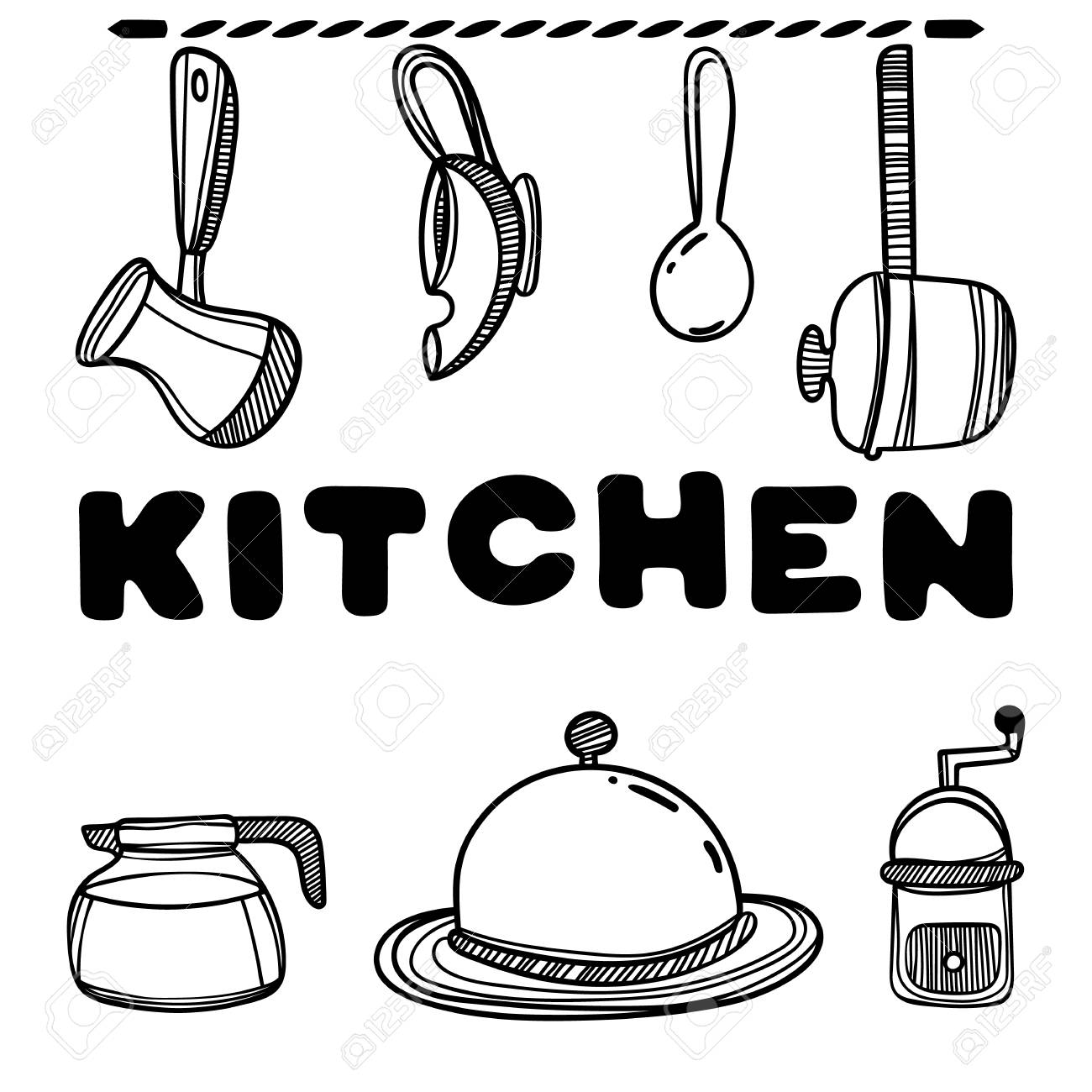 Kitchenware Illustration With Cute Kitchen Quote On White