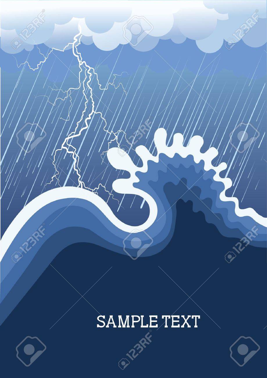Storm In Ocean With Big Wave.illustration Royalty Free SVG, Cliparts,  Vectors, and Stock Illustration. Image 9923601.