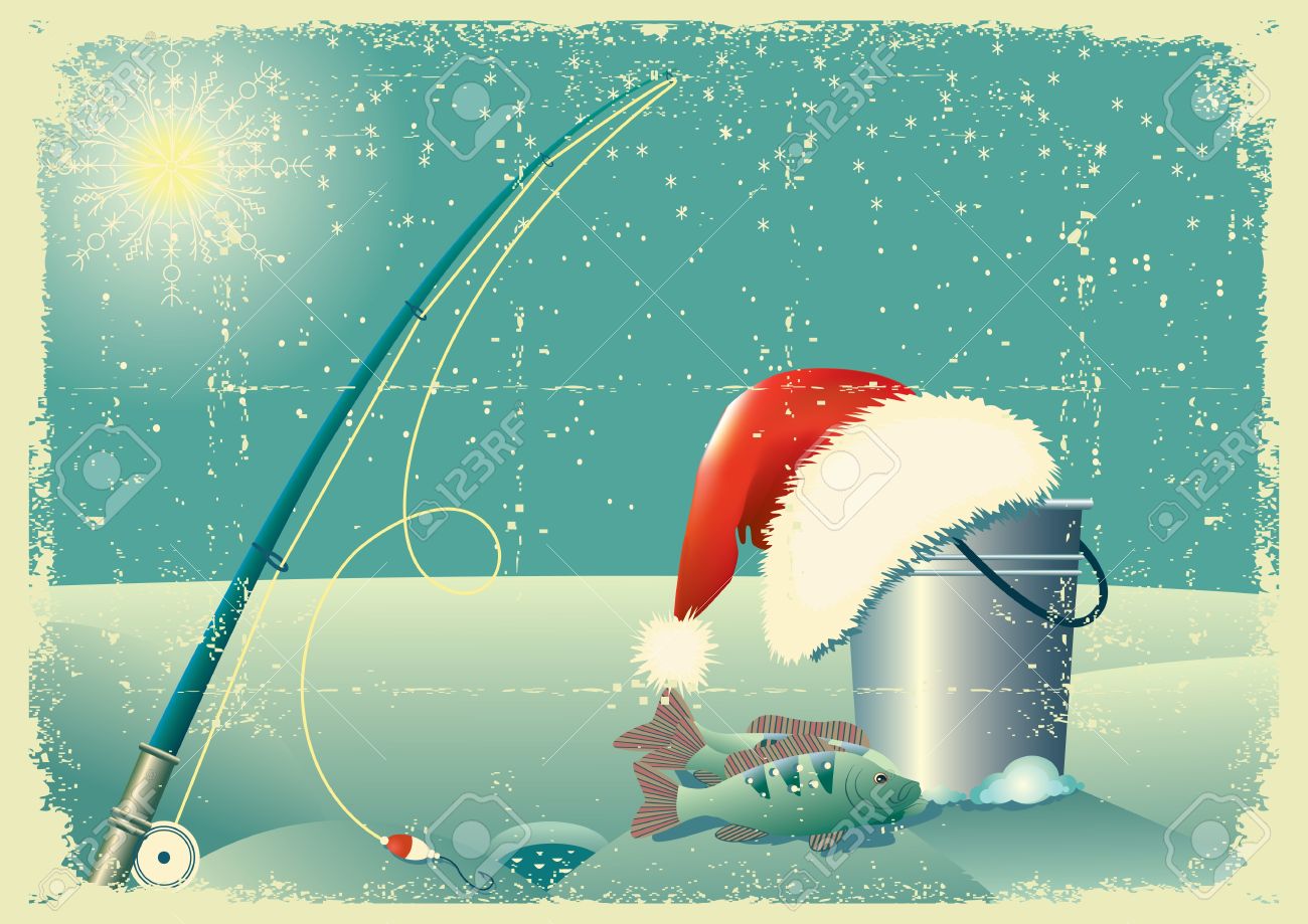 Fishing In Winter Snow Landscape With Santa Red Hat On Old Paper Royalty Free Cliparts Vectors And Stock Illustration Image Fishing In Winter Snow Landscape With Santa Red Hat On Old Paper Royalty Free Cliparts Vectors And Stock Illustration Image