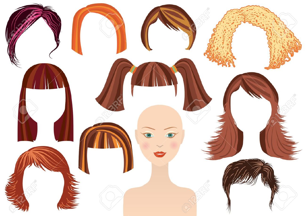 Hairstyle.Woman Face And Set Of Haircuts Isolated On White Fordesign  Royalty Free SVG, Cliparts, Vectors, and Stock Illustration. Image 11914814., image size:1300x919
