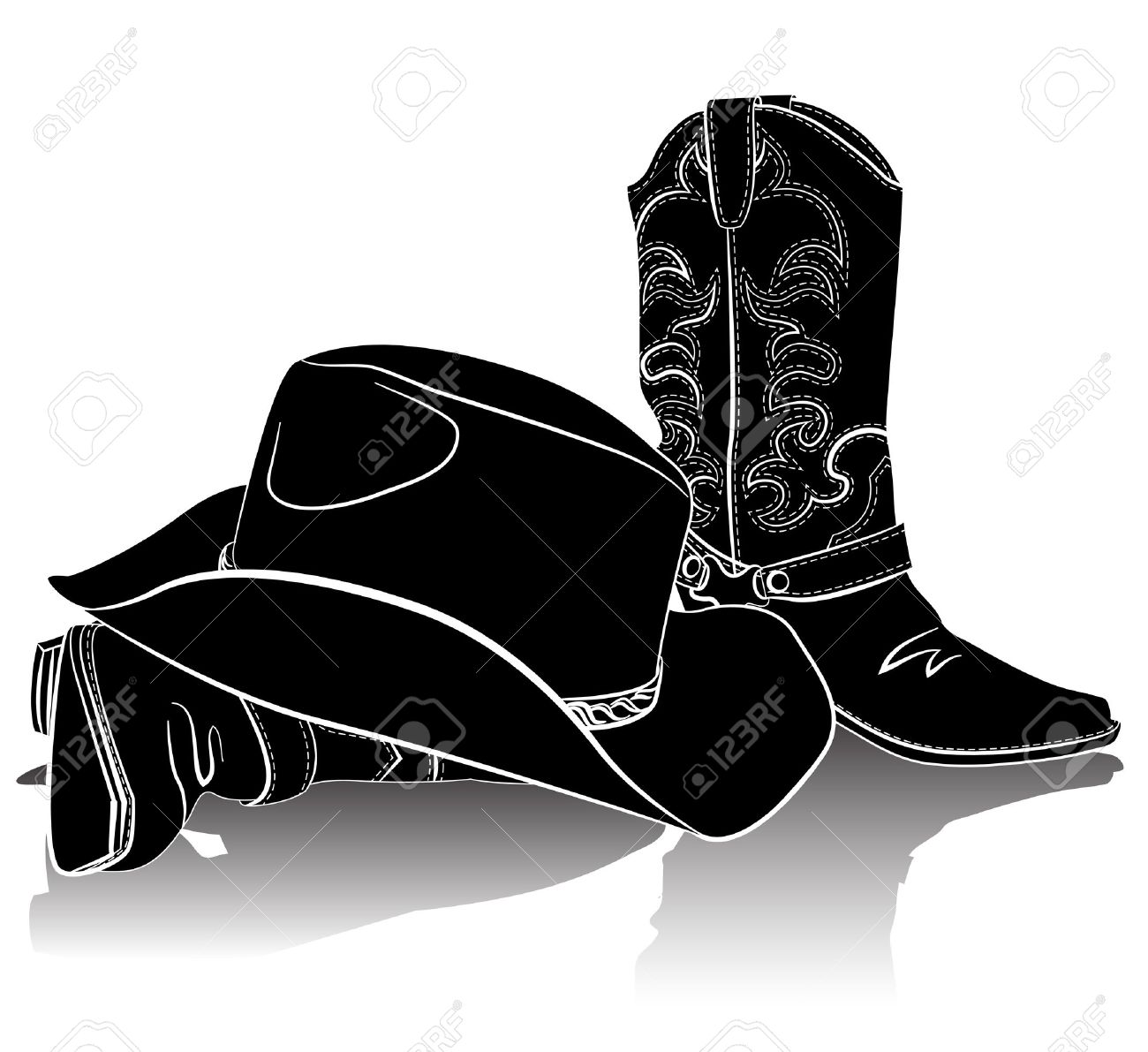 Cowboy Boots And Hat Grunge Background For Text Royalty Free Cliparts Vectors And Stock Illustration Image 16957261