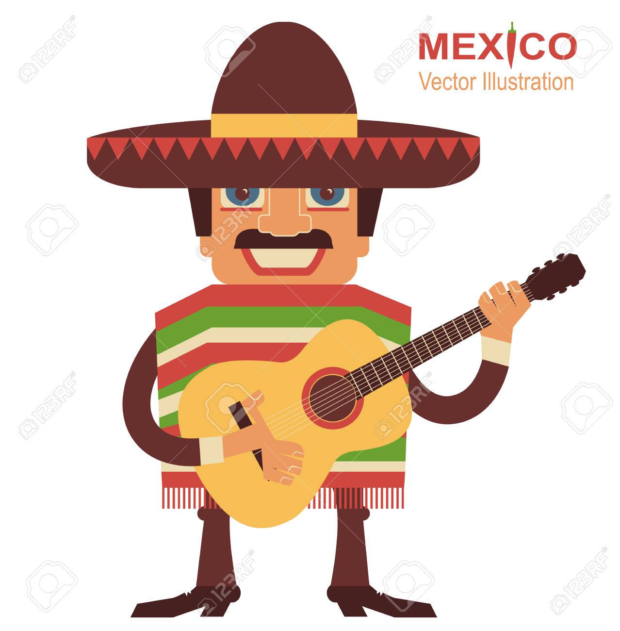 メキシコ人男性は ギターを弾く 白のベクトル図 のイラスト素材 ベクタ Image メキシコ人男性は ギターを弾く 白のベクトル図 のイラスト素材 ベクタ Image