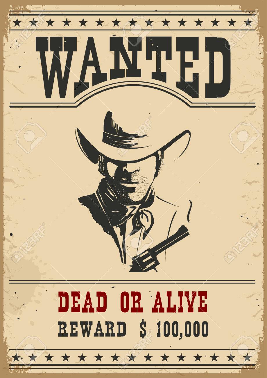 wanted poster western vintage paper for design royalty free cliparts western wanted poster