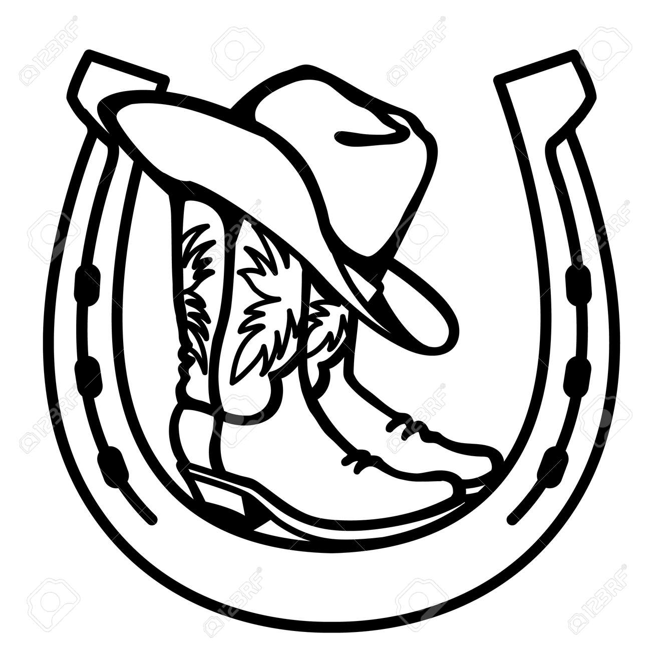 cowboy-boots-and-western-hat-in-horseshoe-sign-vector-graphic-black-symbol-of-cowboy-illustration-isolated-on-white-for-print-or-design-royalty-free-svg-cliparts-vectors-and-stock-illustration-image-167029824