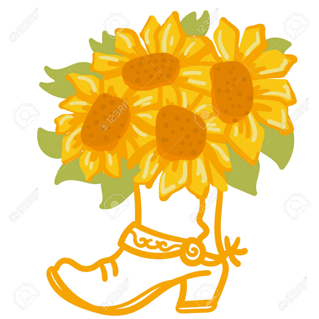 Cowboy Boot With Yellow Sunflowers Bouquet Decoration. Country Western  Boots Vector Color Illustration Country Wedding Decor Isolated On White.  Royalty Free SVG, Cliparts, Vectors, and Stock Illustration. Image  182666128., image size:1300x1300
