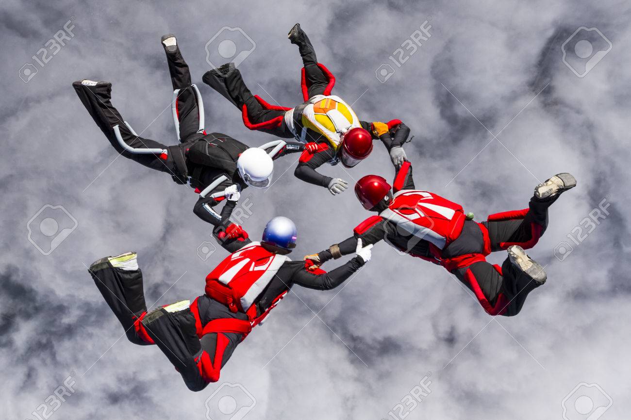 Skydivers In Relative Work Stock Photo, Picture and Royalty Free Image.  Image 26953442., image size:1300x866