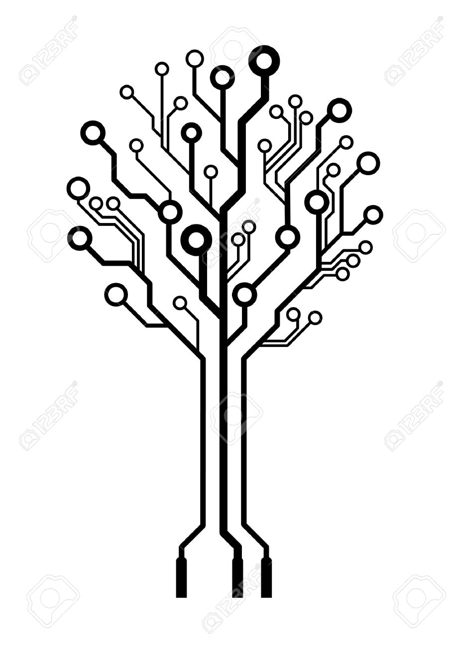 Conceptual logo circuit board tree isolated - 12309425 Conceptual logo circuit board tree isolated - 12309425