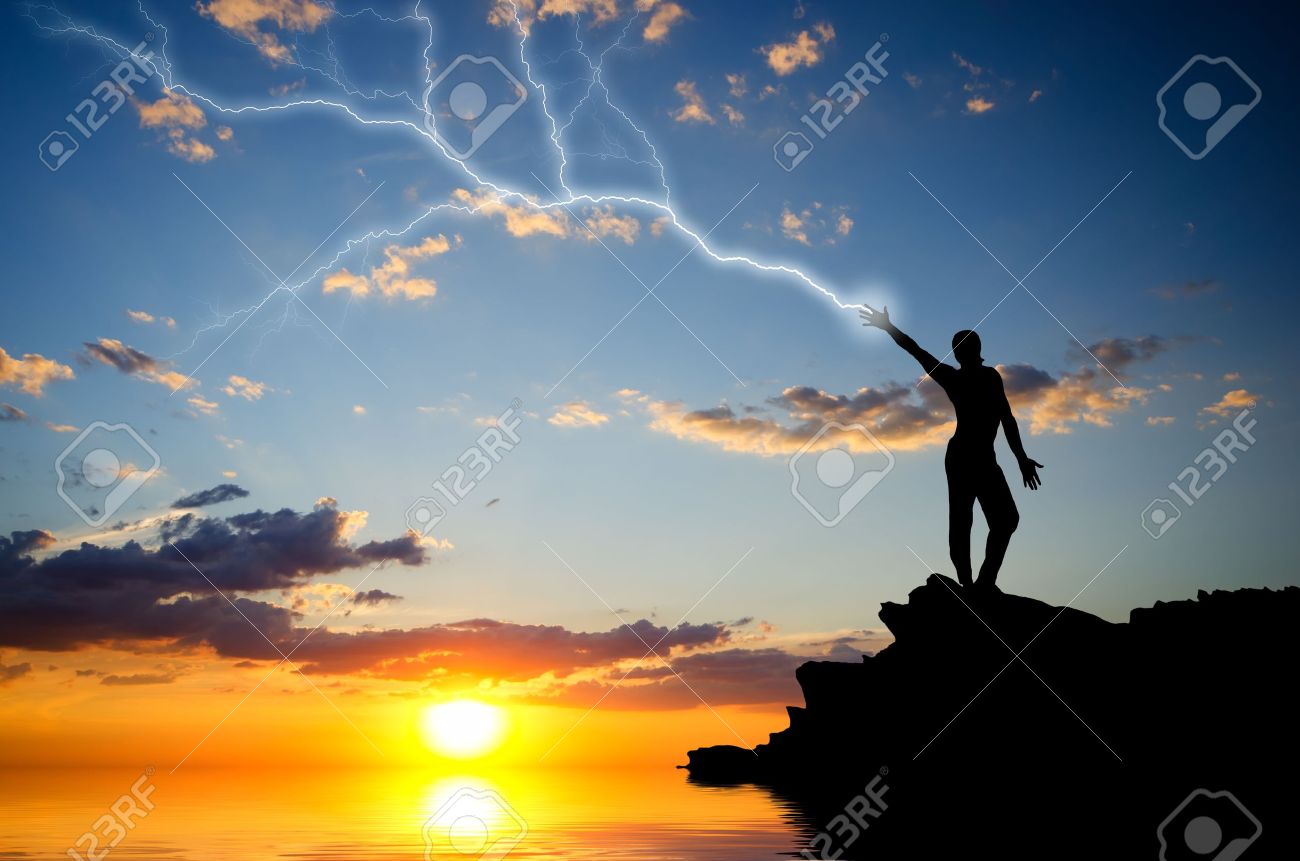 silhouette of a man on a mountain top manufactures of hand zipper. natural composition - 15222702 silhouette of a man on a mountain top manufactures of hand zipper. natural composition - 15222702