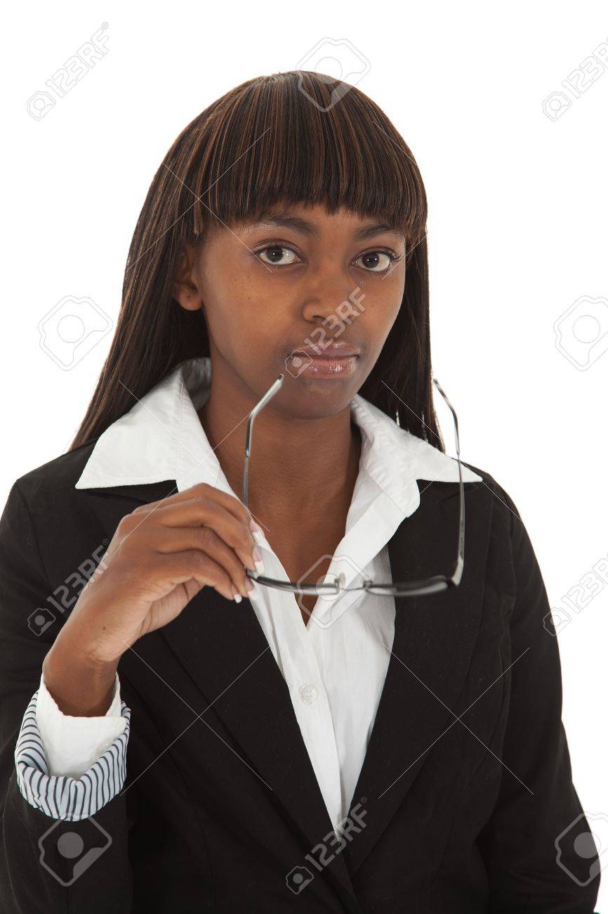 眼鏡の若い黒人女性エグゼクティブ撮影 の写真素材 画像素材 Image