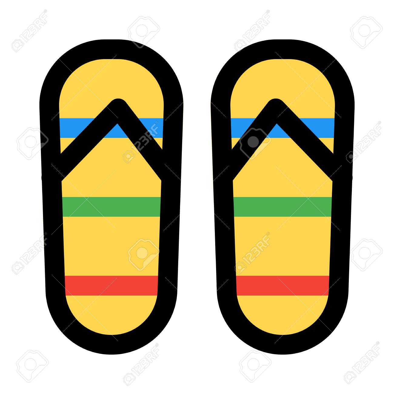 flip flops with rainbow logo