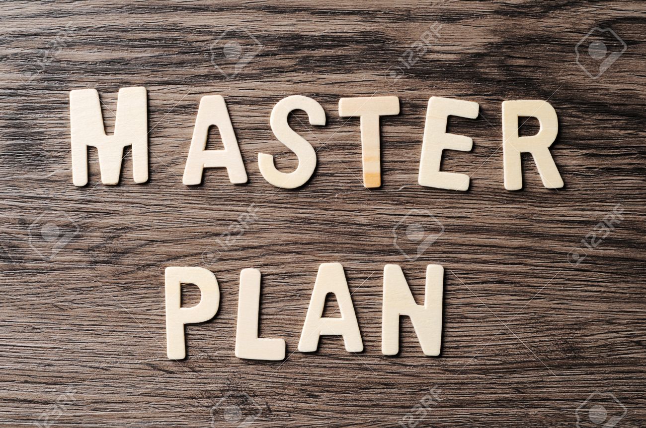 wooden word master plan on wood texture background stock photo word master