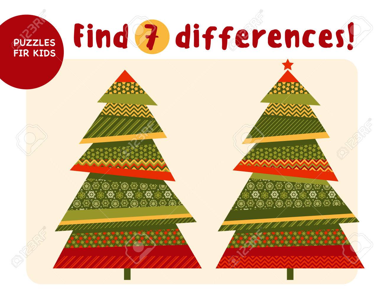 伝統的な色のスタイルで大きなクリスマス ツリー 子供心ゲーム ベクトル イラスト クリスマス スタイルで 各種一致を見つけるためのもの のイラスト素材 ベクタ Image