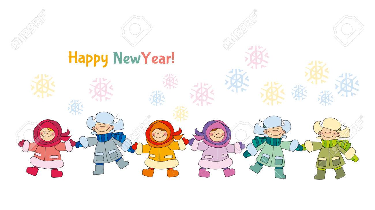 男の子と女の子の雪コンセプトで演奏します 屋外プレイの冬の服のかわいい子供たち クリスマスお祝い子供漫画のベクトル図です シンプルなかわいいクリスマス モチーフ のイラスト素材 ベクタ Image