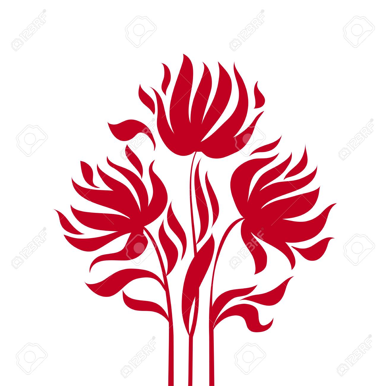 Illustration vectorielle avec des fleurs art déco