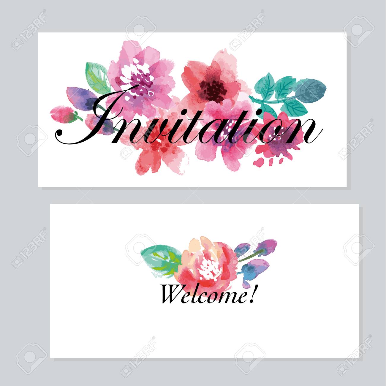 a watercolor floral invitation template for wedding hand drawn