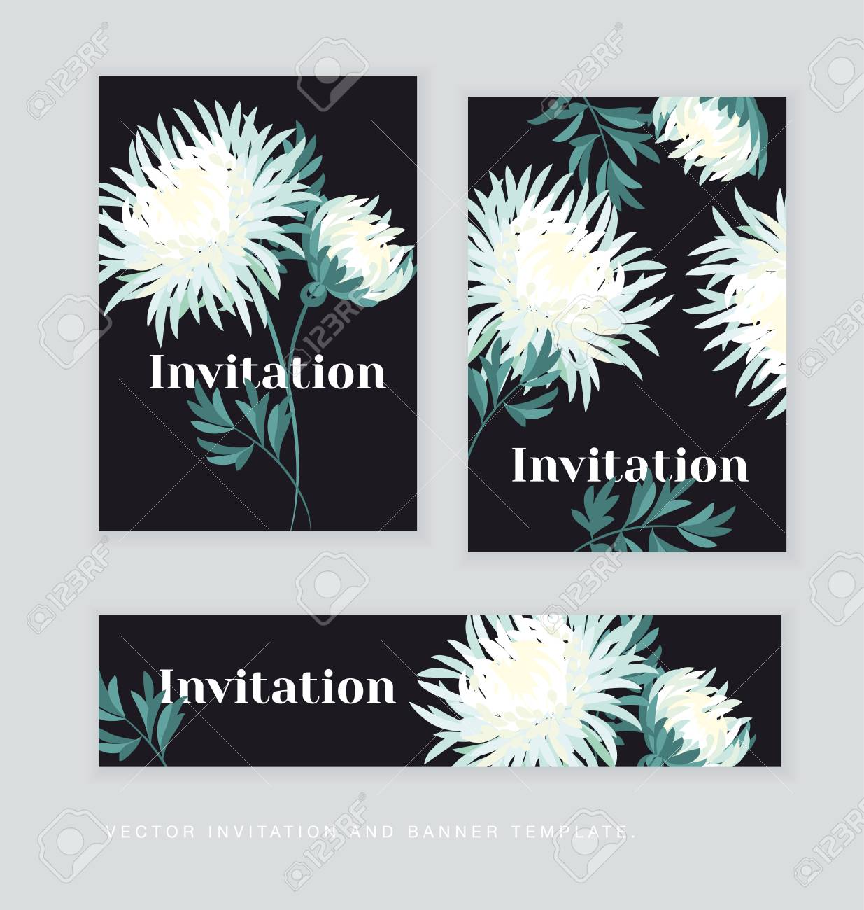 white autumn chrysanthemum flower card template golden daisy