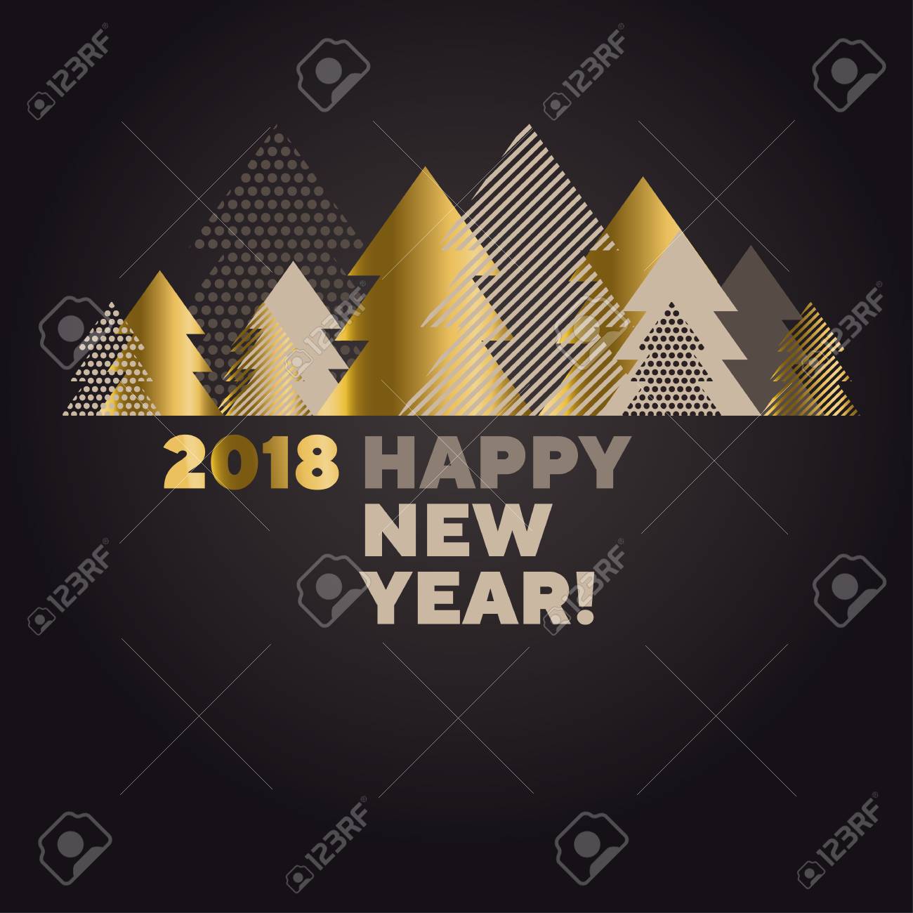 高級ブラックとゴールドは クリスマス ツリーのパターンを抽象化します 表面のデザイン ポスター ヘッダー カード 招待状のエレガントなシンプル な内装 新年パーティ告知ポスター のイラスト素材 ベクタ Image 7623