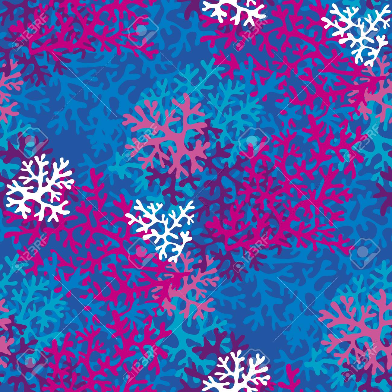 Sea Coral Color Seamless Vector Pattern Abstract Marine