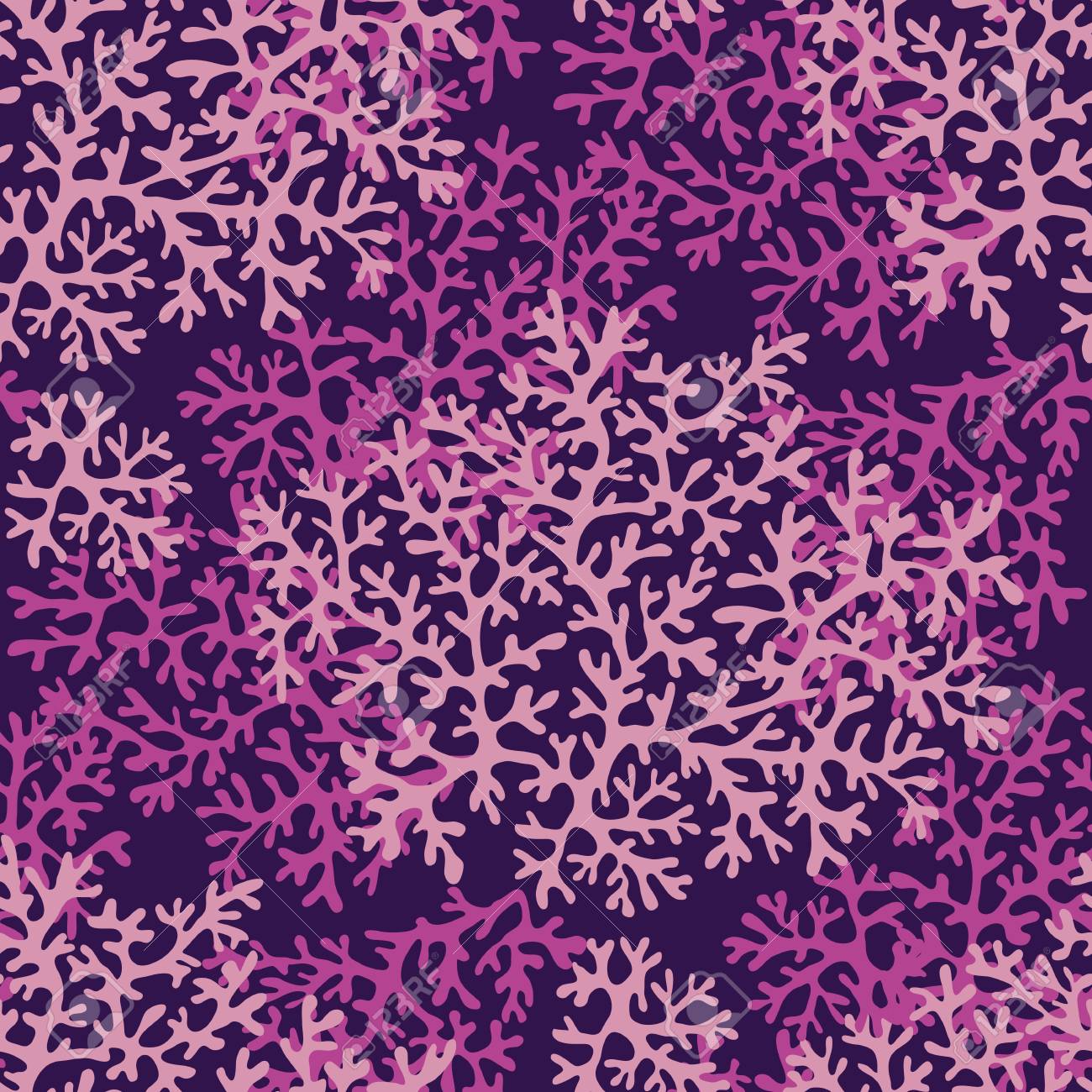 Sea Coral Color Seamless Vector Pattern Abstract Pink Shapes