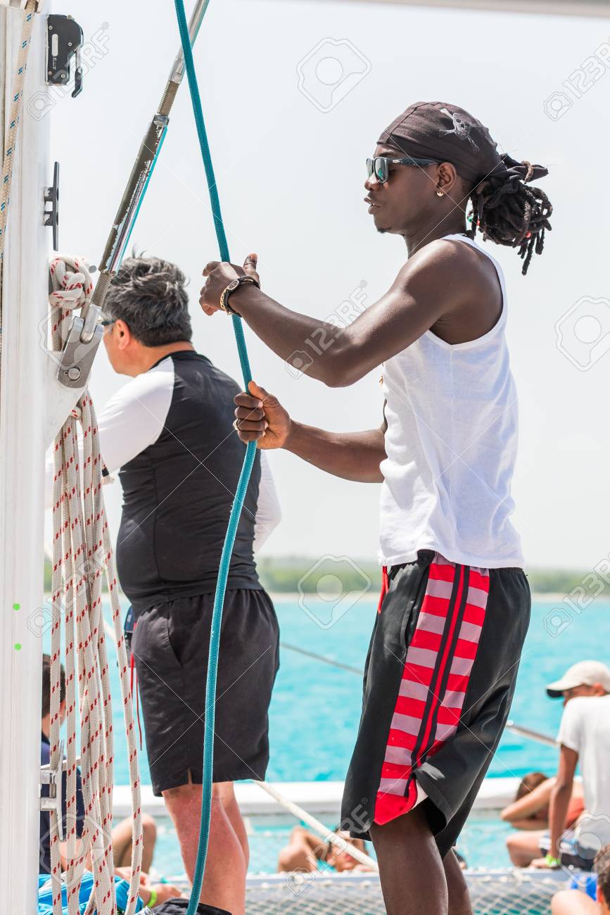 Saona Dominican Republic May 25 2017 Black Man On The Yacht Stock Photo Picture And Royalty Free Image Image 88587834