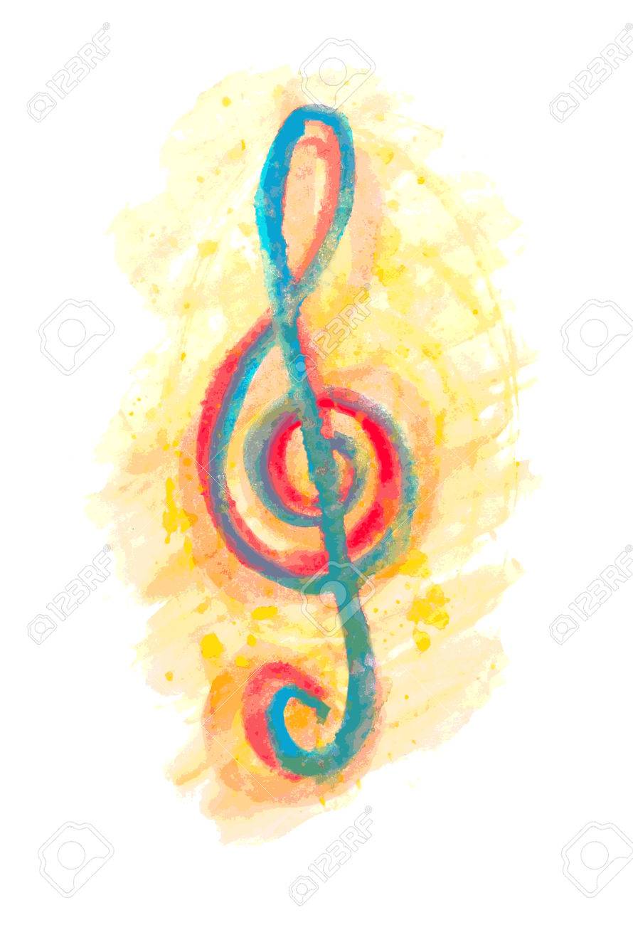 watercolor treble clef g on white royalty free cliparts vectors watercolor treble clef