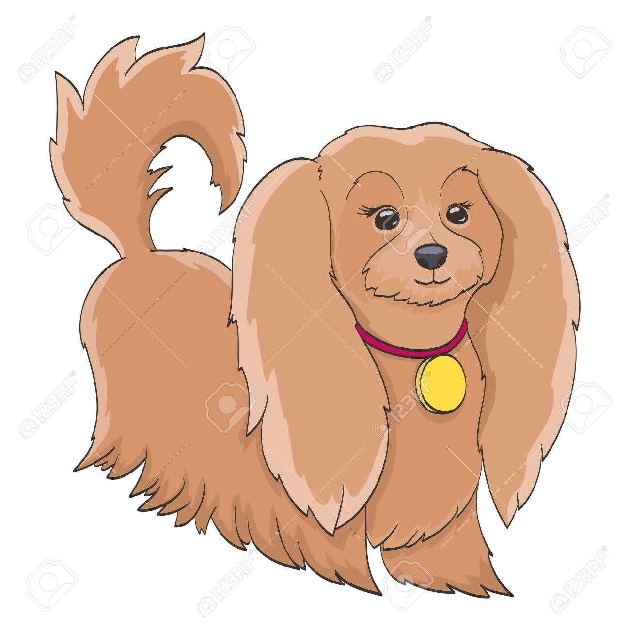 Dessin Animé Petit Chien Isolé Sur Blanc Animal De Compagnie Drôle Furry Illustration Vectorielle