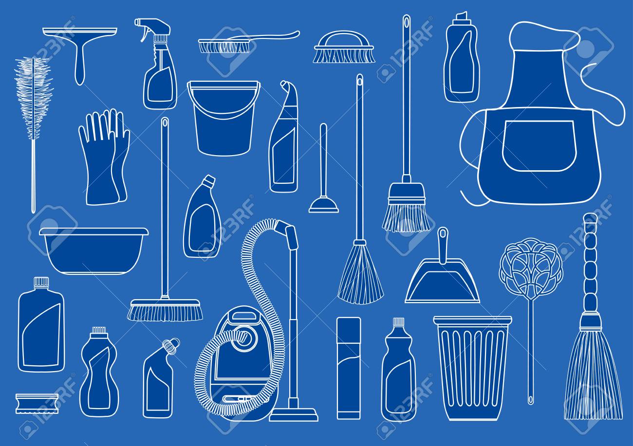 青の背景にツールを洗浄のセットです 掃除の道具 のイラスト素材 ベクタ Image 青の背景にツールを洗浄のセットです 掃除の道具 のイラスト素材 ベクタ Image