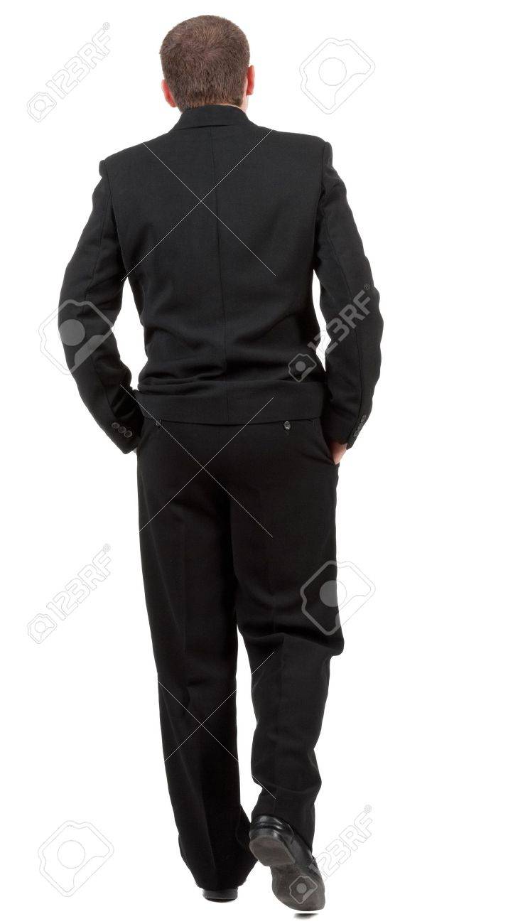 Back View Of Walking Business Man. Going Young Guy In Black Suit. Stock  Photo, Picture and Royalty Free Image. Image 13664060., image size:715x1300