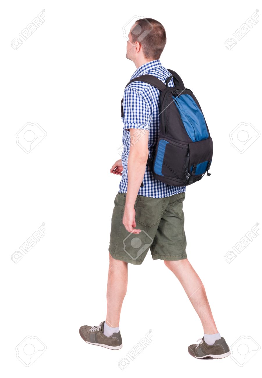 backpack on person
