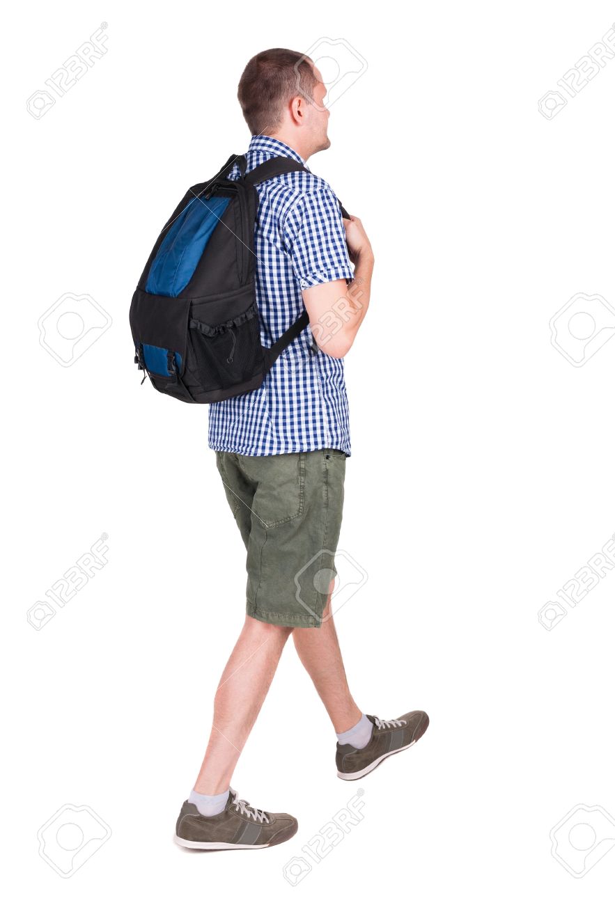 back view of walking