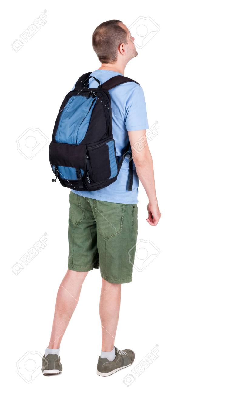 backpack on person
