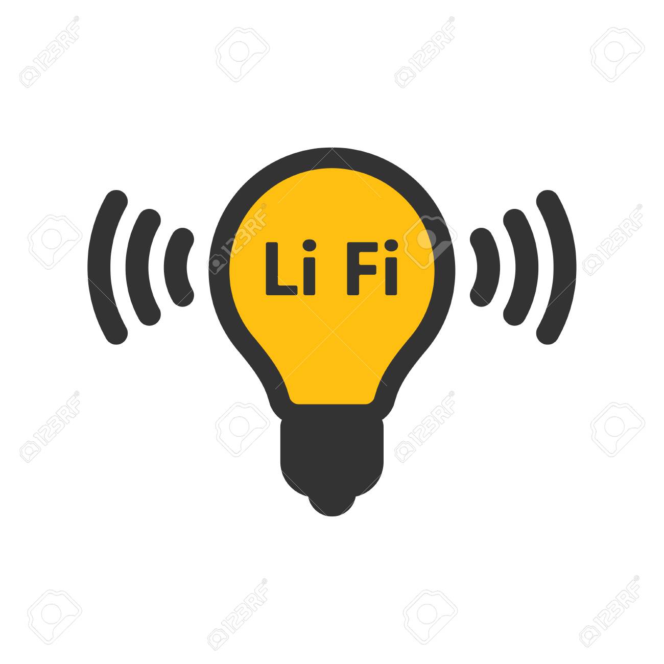 Li Fi Technology Lightbulb And Connection Vector Icon Royalty