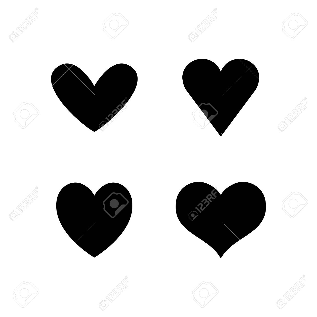 Collection Of Heart Illustrations, Set Of Hearts, Love Symbol 免版税剪贴画，向量插图和库存图片.  Image 111839375, image size:1300x1300