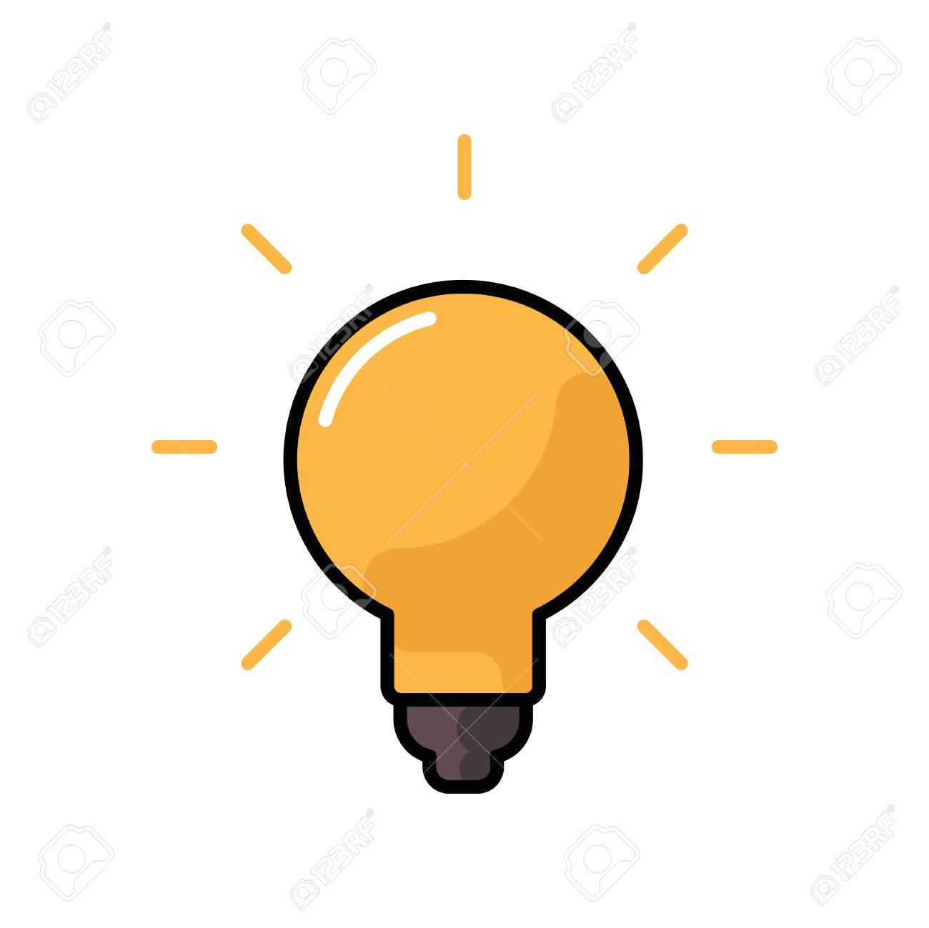 Idea Light Bulb Icon, Solution Symbol, Shining Lamp 免版税剪贴画，向量插图和库存图片. Image  110506295, image size:1300x1299